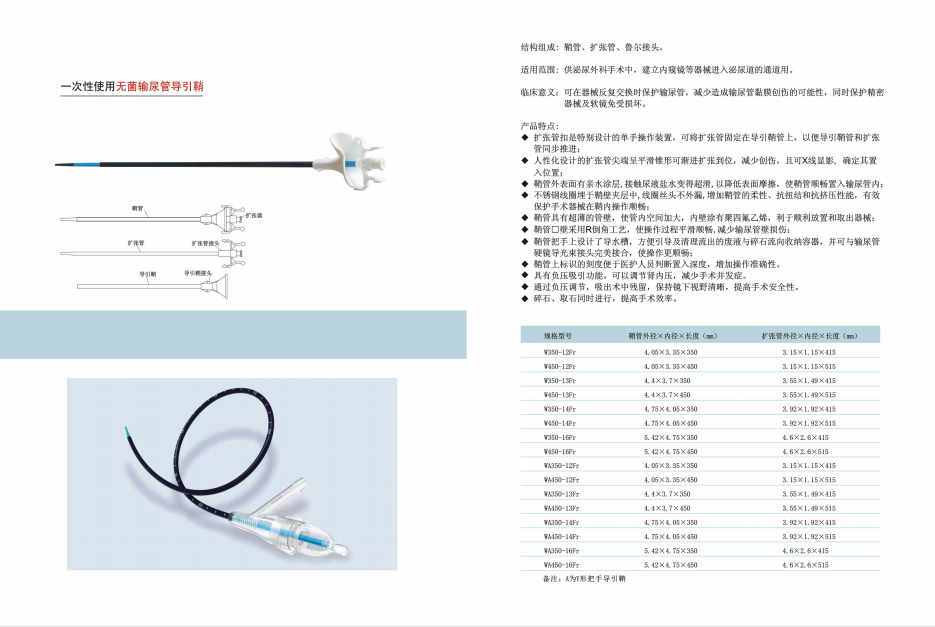 一次性使用無(wú)菌輸尿管導(dǎo)引鞘